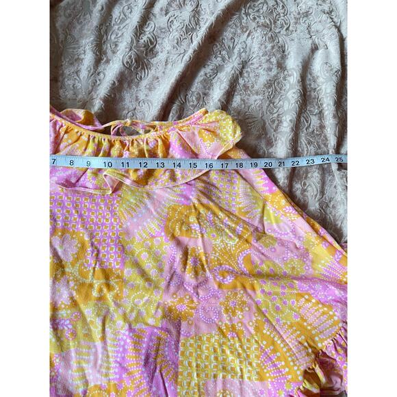 Vintage 70s patchwork ruffle detail poncho size small - Picture 6 of 7